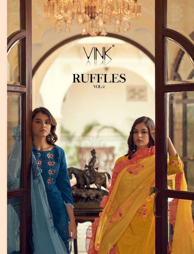 VINK RUFFLES SILK INNOVATIVE STYLE TOP WITH PANT AND DUPATTA CATALOGUE