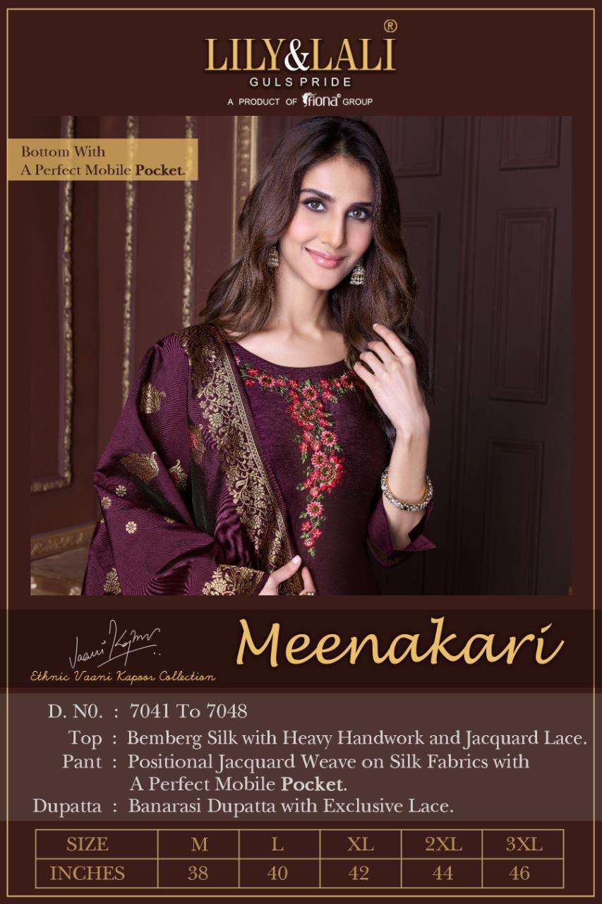 LILY AND LALI MEENAKARI SILK CLASSIC ATTRACTIVE LOOK TOP BOTTOM WITH DUPATTA CATALOGUE