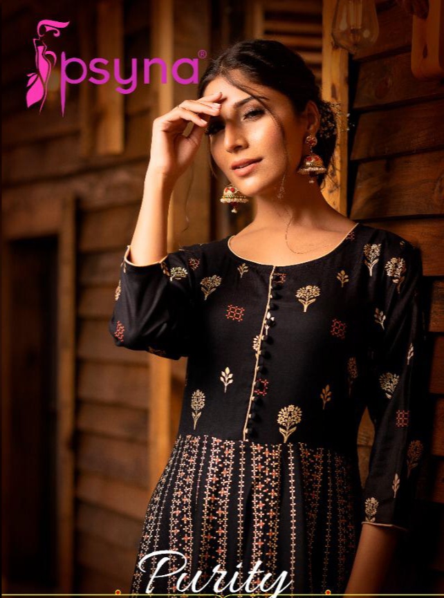 Psyna Purity 4 Rayon Attractive Gold Prints Gown Catalogue