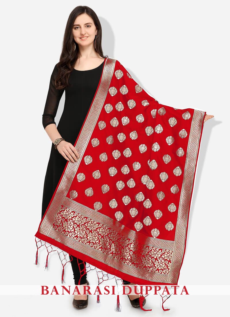 Saurabh Designer Banarasi Silk Jequard Fancy Duppata Catalogue