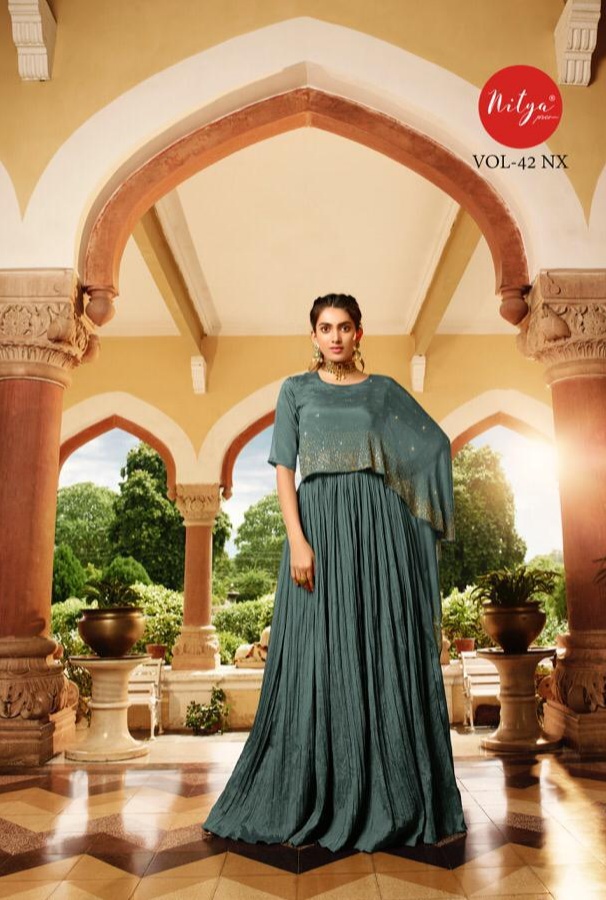 L T Nitya Vol 42 Nx Natural Crape Classic Look Western Style Gown Catalogue