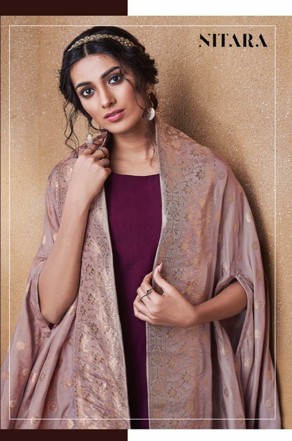 Nitara Lotus Art Silk Morden Style Attractive Gown Jacket With Banarasi Dupatta Catalogue