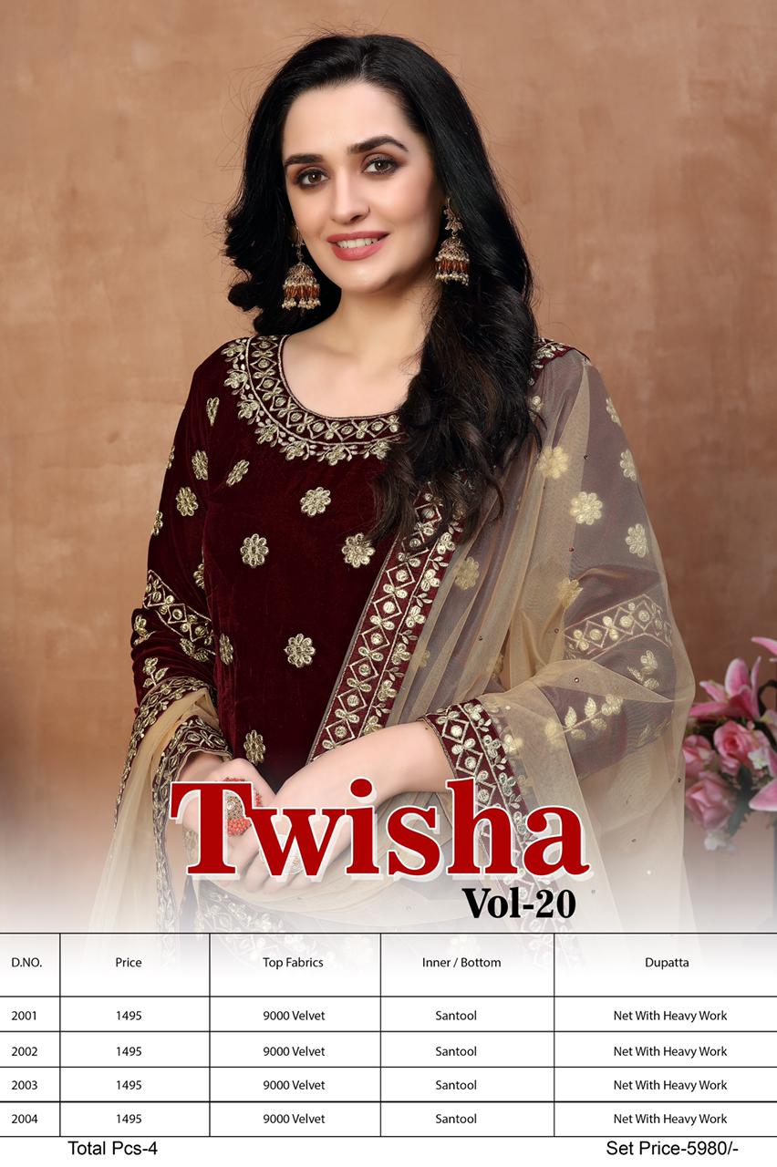 Dani Twisha 2000 Series Vol 20 Velvet Beautiful Look Salwar Suit Catalogue