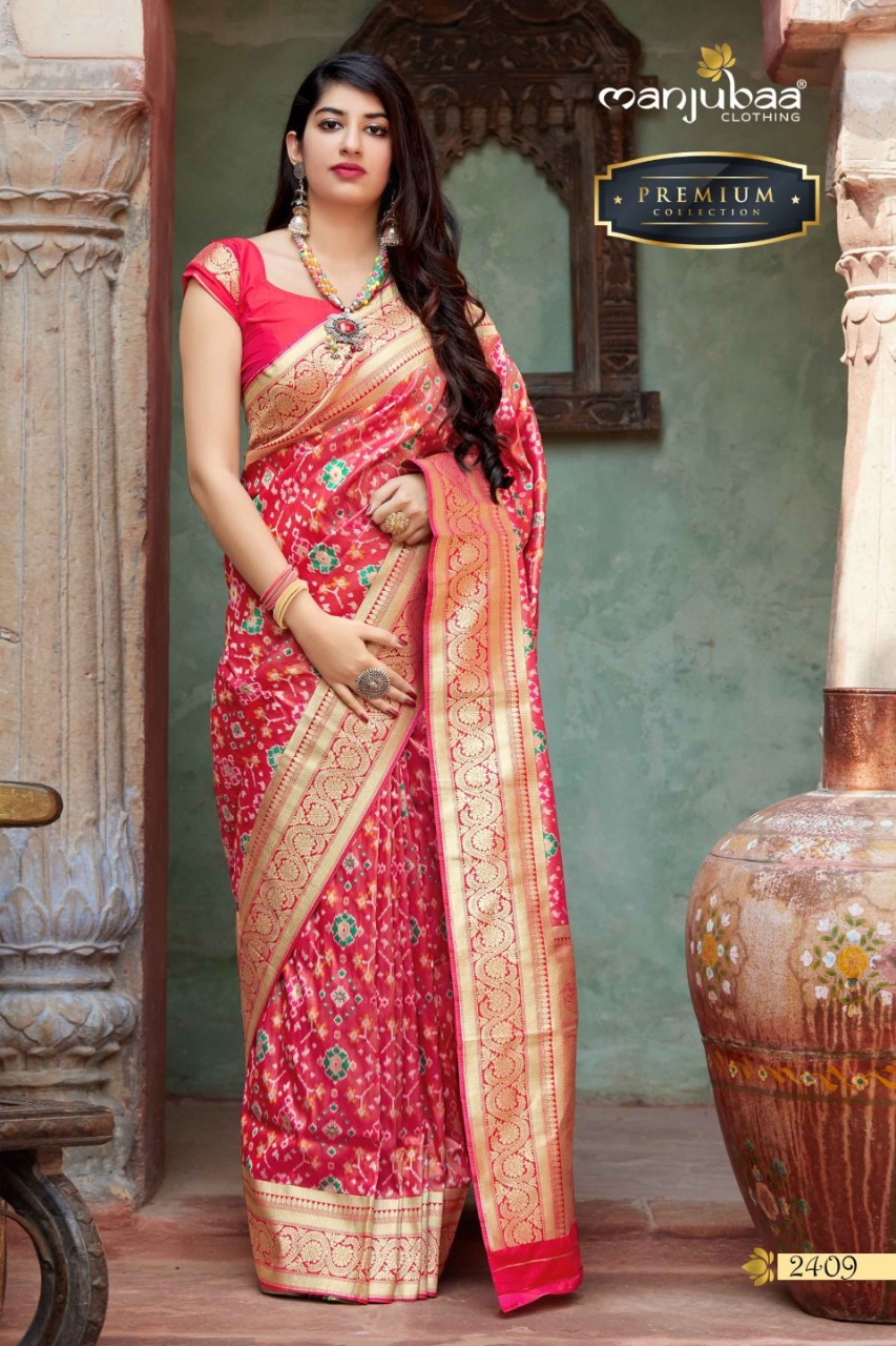 Manjubaa Clothing Premium 2409 Sarees Silk Single Pics Catalogue