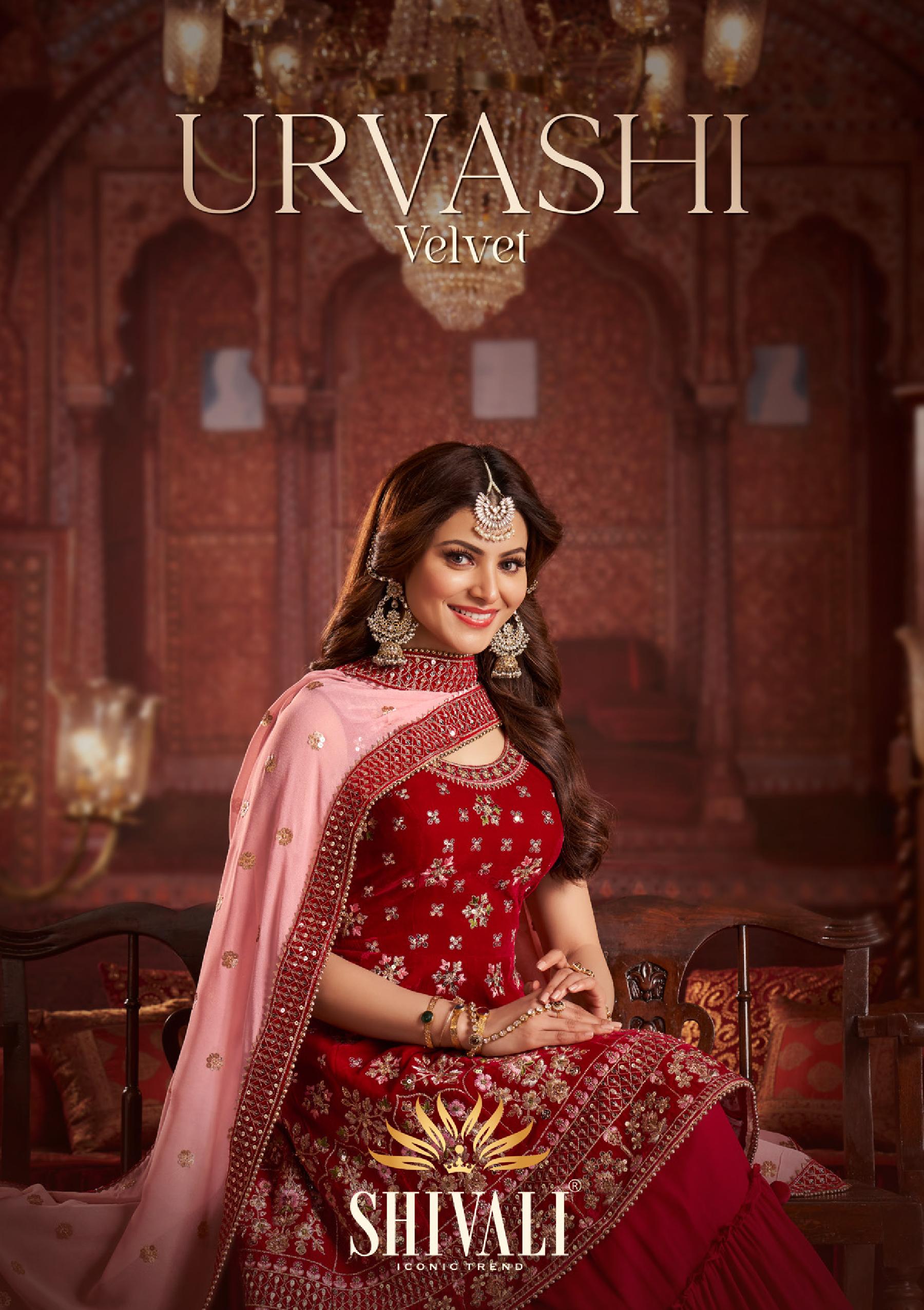 Shivali Urvashi Velvet Festive Look Indo Western Catalogue