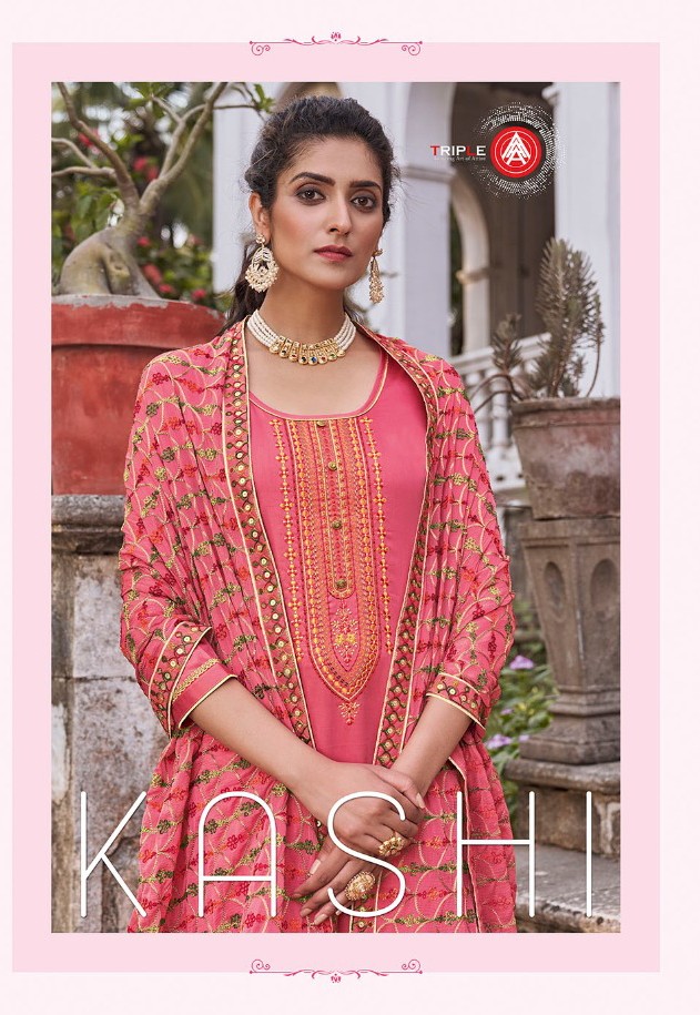 Triple Aaa Kashi Jam Silk Exclusive Embroidery Work Salwar Suit Catalogue
